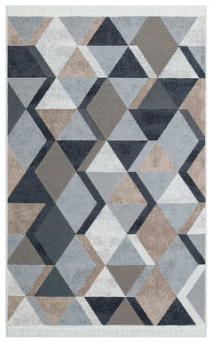 Cotton Kilim Rug – Beige Geometric Modern Washable Double Sided Area Carpet