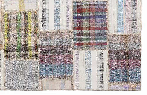 Teselya 1004 Beige Striped Wool Handmade Area Rug 5'3" x 7'7"