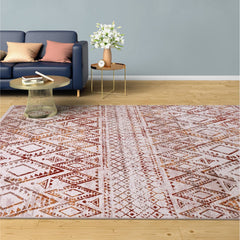 Natural Latex Rug - Geometric Chenille Cotton Woven Base Non Slip Carpet
