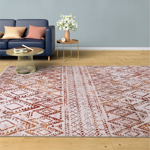 Natural Latex Rug - Geometric Chenille Cotton Woven Base Non Slip Carpet
