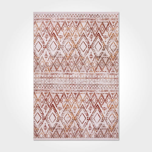 Natural Latex Rug - Geometric Chenille Cotton Woven Base Non Slip Carpet