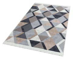 Cotton Kilim Rug – Beige Geometric Modern Washable Double Sided Area Carpet