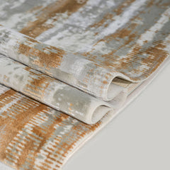 Modern Area Rug - Machine Made Grey Cotton Pile Rug with Laser Cut Edges