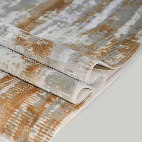 Modern Area Rug - Machine Made Grey Cotton Pile Rug with Laser Cut Edges