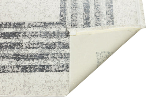 Machine Made Area Rug – Grey Frame Cotton Woven Carpet for Living Room