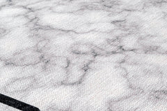 Grey Marble Area Rug – Digital Print Cotton Chenille Carpet for Living Room