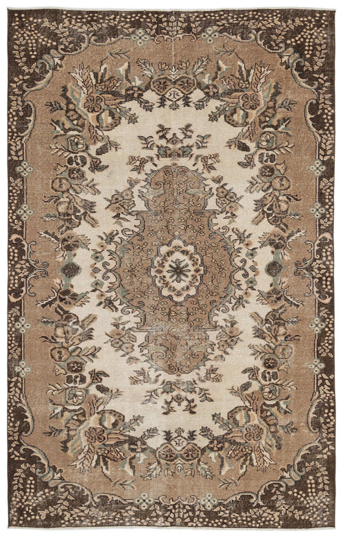 Atina Brown Vintage Wool Handmade Area Rug 5'8" x 9'1"