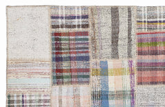 Teselya 1010 Beige Striped Wool Handmade Area Rug 5'3" x 7'7"