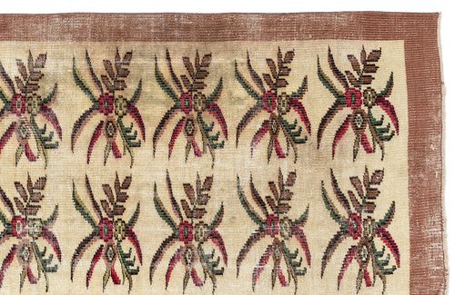 Atina Cream Vintage Wool Handmade Area Rug 5'11" x 8'10"