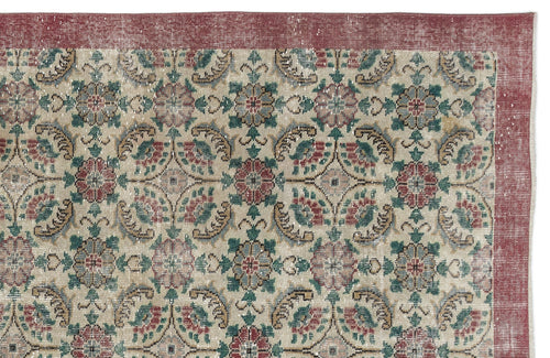 Atina Cream Vintage Wool Handmade Area Rug 5'11" x 9'8"