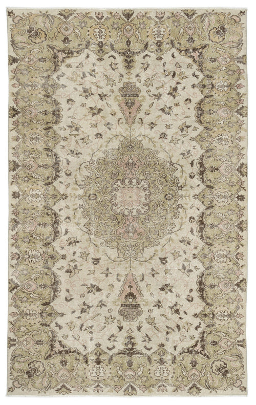 Atina Beige Vintage Wool Handmade Area Rug 5'9" x 9'0"