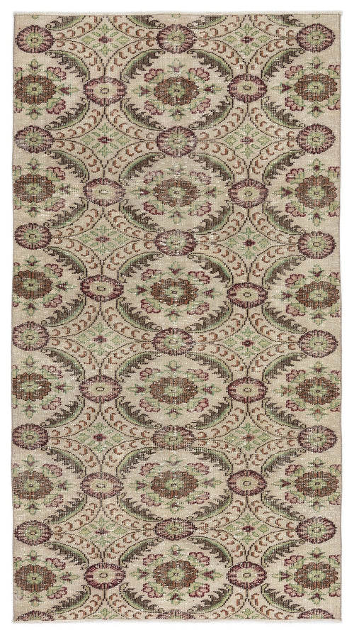 Atina Cream Vintage Wool Handmade Area Rug 4'6" x 8'3"