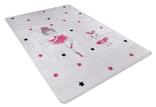 Kids Digital Print Rug – Valensiya Grey Figured Non Slip Children's Area Rug