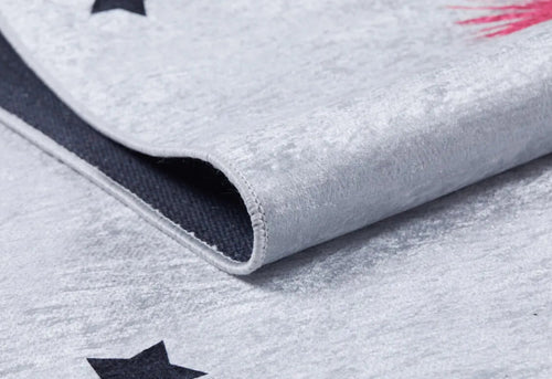 Kids Digital Print Rug – Valensiya Grey Figured Non Slip Children's Area Rug