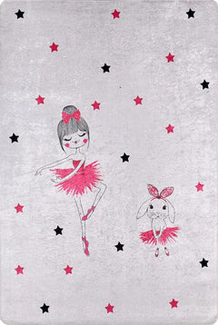 Kids Digital Print Rug – Valensiya Grey Figured Non Slip Children's Area Rug