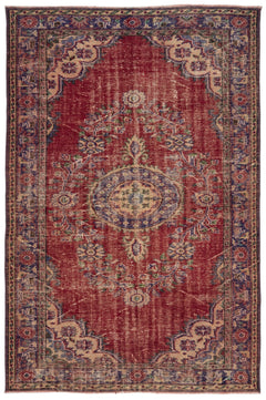 Atina Red Classic Wool Handmade Area Rug 6'2" x 9'0"