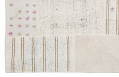 Teselya White Striped Wool Handmade Area Rug 5'3" x 7'7"