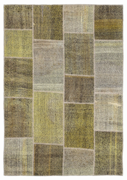 Teselya 1023 Pink Patchwork Wool Handmade Area Rug 5'3" x 7'7"