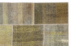 Teselya 1024 Yellow Patchwork Wool Handmade Area Rug 5'3" x 7'7"