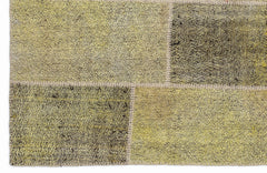 Teselya 1024 Yellow Patchwork Wool Handmade Area Rug 5'3" x 7'7"
