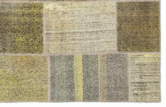 Teselya 1024 Yellow Patchwork Wool Handmade Area Rug 5'3" x 7'7"