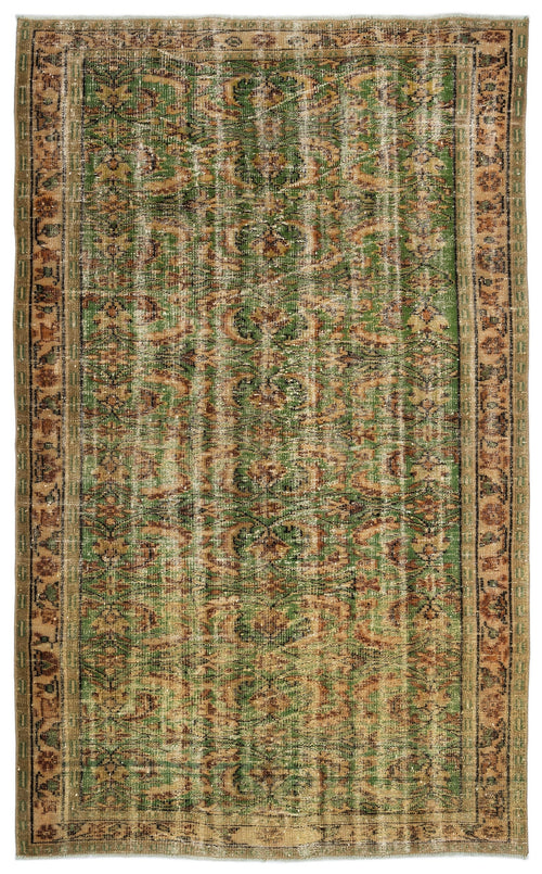 Atina Beige Vintage Wool Handmade Area Rug 5'8" x 9'11"