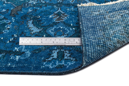 Purplea Turquoise Vintage Wool Handmade Area Rug 5'10" x 8'9"