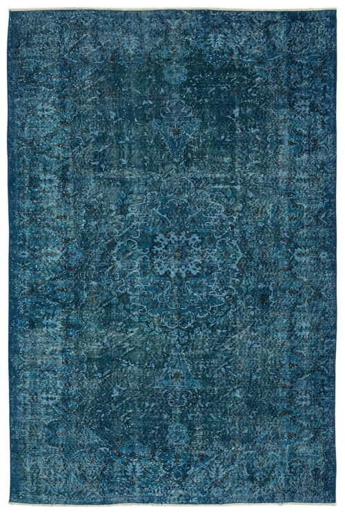 Purplea Turquoise Vintage Wool Handmade Area Rug 5'10" x 8'9"