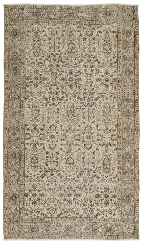 Atina Beige Vintage Wool Handmade Area Rug 5'6" x 8'2"