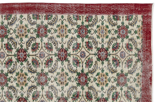 Atina Cream Vintage Wool Handmade Area Rug 6'2" x 9'4"