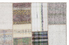 Teselya 1038 Beige Striped Wool Handmade Area Rug 5'3" x 7'7"