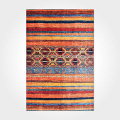 Orange Striped Area Rug – Washable Non Slip Polyester Chenille Cotton Carpet