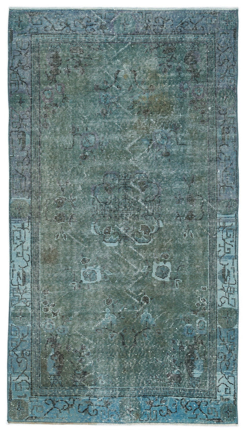 Atina Turquoise Vintage Wool Handmade Area Rug 3'10" x 6'9"
