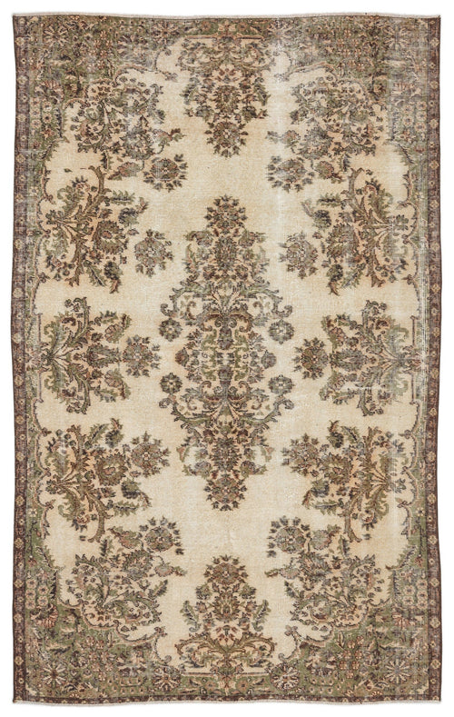 Atina Brown Vintage Wool Handmade Area Rug 5'7" x 8'6"
