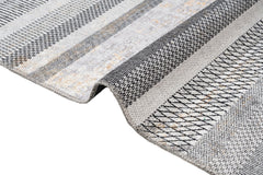 Grey Striped Area Rug | Cotton Chenille Digital Print Carpet by Pia Monte