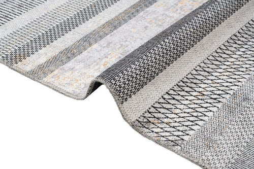 Grey Striped Area Rug | Cotton Chenille Digital Print Carpet by Pia Monte