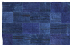 Teselya 1051 Blue Patchwork Wool Handmade Area Rug 5'3" x 7'7"