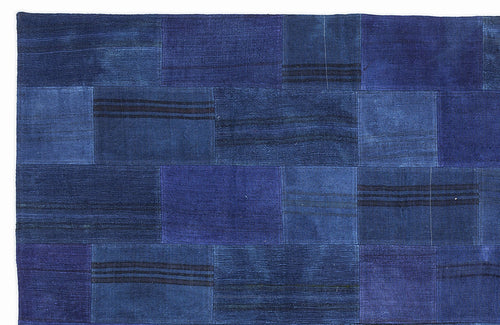 Teselya 1051 Blue Patchwork Wool Handmade Area Rug 5'3" x 7'7"