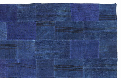 Teselya 1051 Blue Patchwork Wool Handmade Area Rug 5'3" x 7'7"