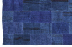 Teselya 1051 Blue Patchwork Wool Handmade Area Rug 5'3" x 7'7"