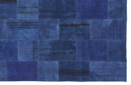 Teselya 1051 Blue Patchwork Wool Handmade Area Rug 5'3" x 7'7"