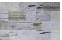 Teselya 1052 Beige Striped Wool Handmade Area Rug 5'3" x 7'7"
