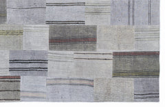 Teselya 1052 Beige Striped Wool Handmade Area Rug 5'3" x 7'7"