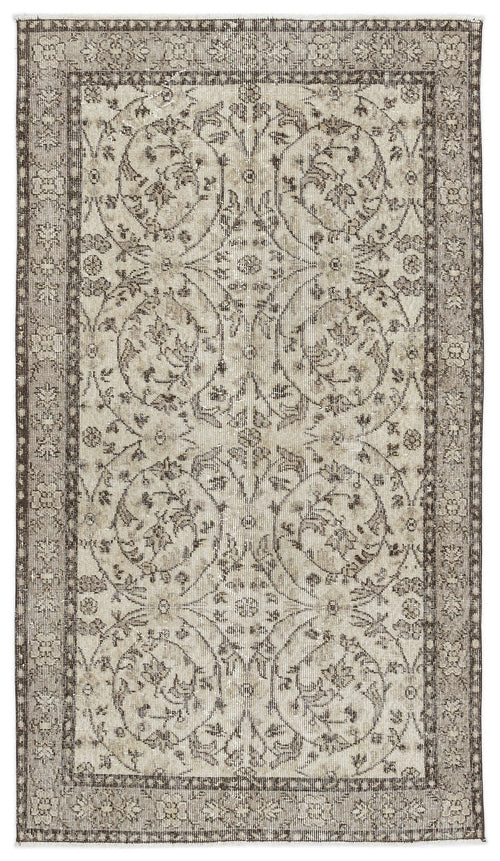 Atina Beige Vintage Wool Handmade Area Rug 3'9" x 6'8"