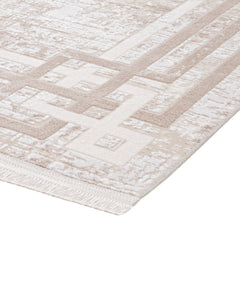 Machine Made Area Rug – Beige Frame Style Rug With 11 mm Pile Height