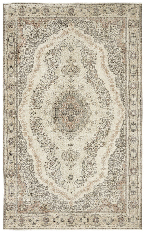 Atina Beige Vintage Wool Handmade Area Rug 5'8" x 9'5"