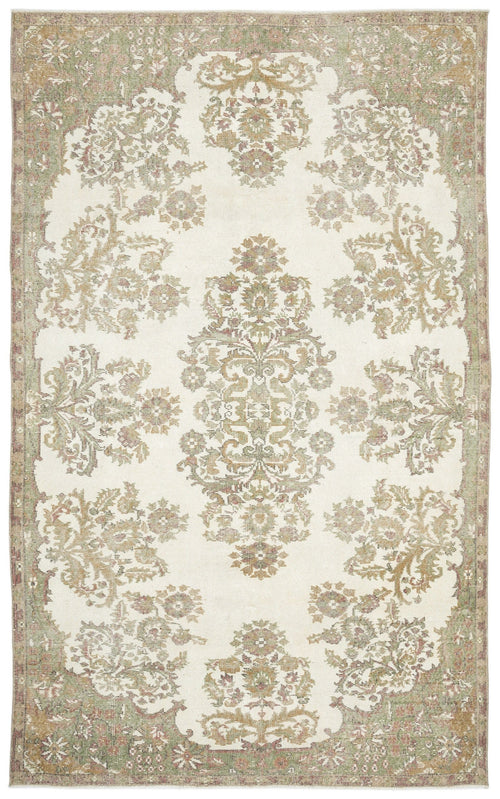 Atina Beige Vintage Wool Handmade Area Rug 6'4" x 10'2"