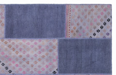 Teselya 1060 Purple Patchwork Wool Handmade Area Rug 5'3" x 7'7"