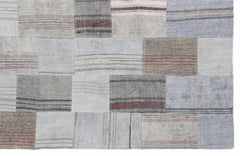 Teselya 1061 Beige Striped Wool Handmade Area Rug 5'3" x 7'7"
