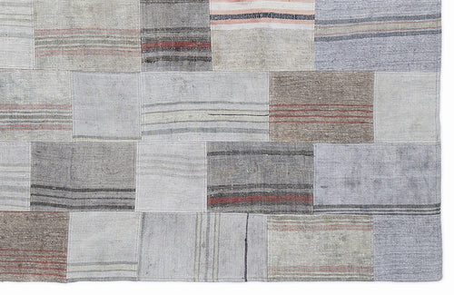 Teselya 1061 Beige Striped Wool Handmade Area Rug 5'3" x 7'7"